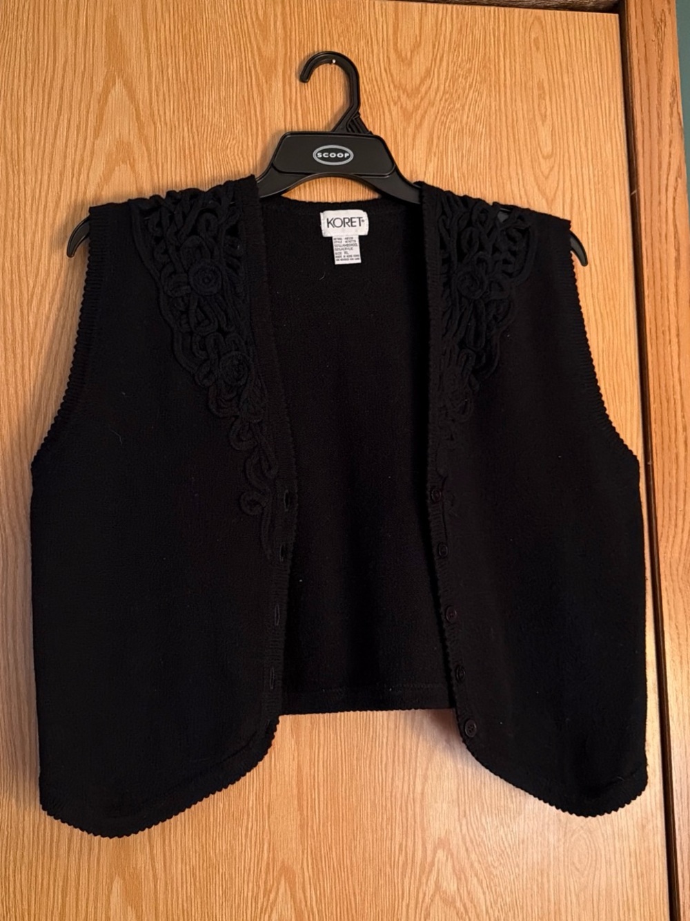 Koret Black Embroidered Knit Vest